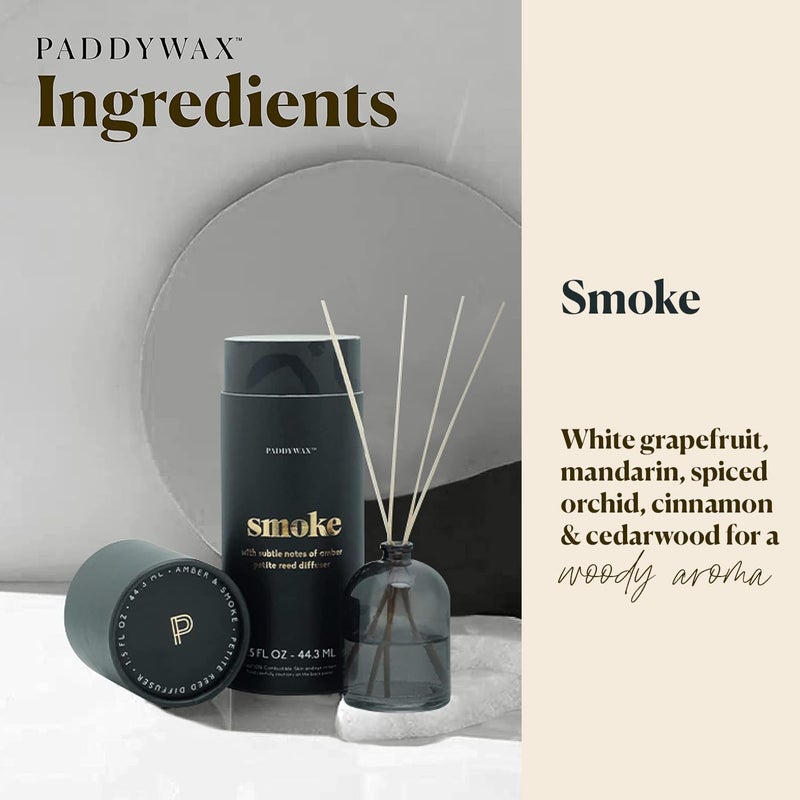 Paddywax Candles Petite Collection, Reed Diffuser for Home Use, Black - Smoke - Image 2